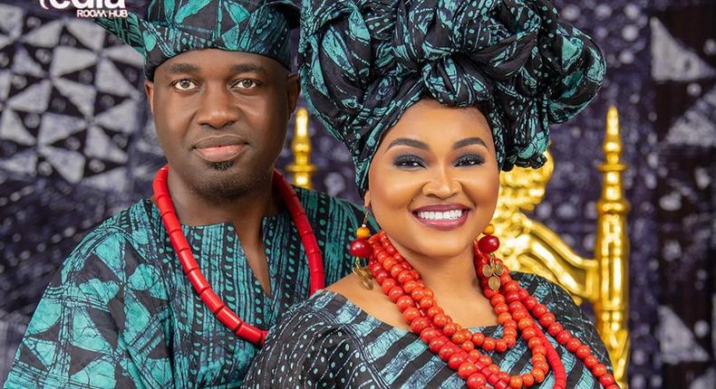 Nollywood actress Mercy Aigbe and her husband Adeoti Kazim [MediaRoomHub]