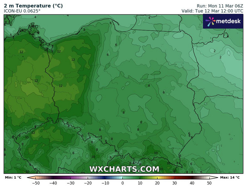 Temperatura spadnie. Ciepłe masy powietrza utrzymają się głównie nad zachodnią i częściowo południową Polską