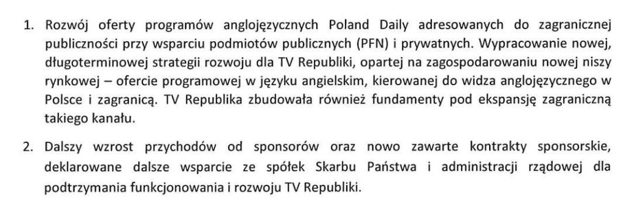 Screen z jednego ze sprawozdań finansowych Telewizji Republika w KRS.