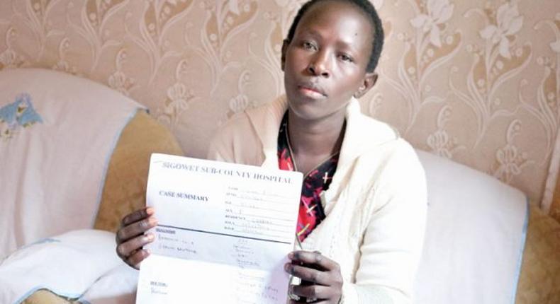 Lilian Atieno, she says she was given HIV infected blood while seeking treatment at a public hospital (Photo courtesy of People Daily)