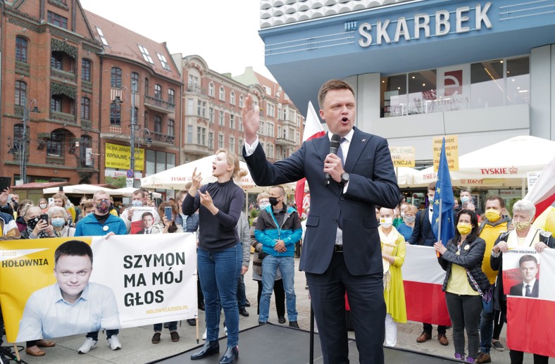 Katowice. Wiec wyborczy Szymona Hołowni