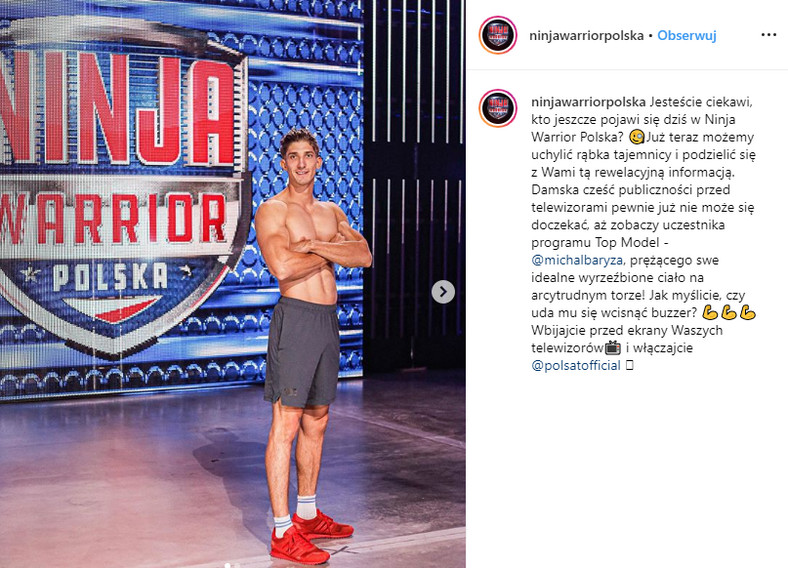 Profil "Ninja Warrior Polska" na Instagramie