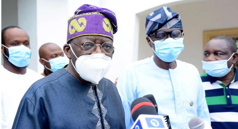 Bola Tinubu (Left) pays courtesy visit to Gov Sanwo-Olu after the carnage perpetrated by hoodlums in Lagos (Guardian) 