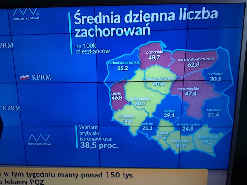 Średnia dzienna liczba zachorowań