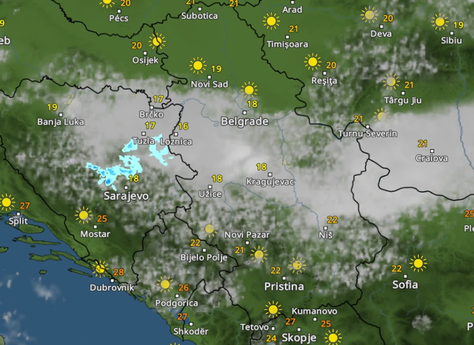 Kretanje padavina u 11 sati
