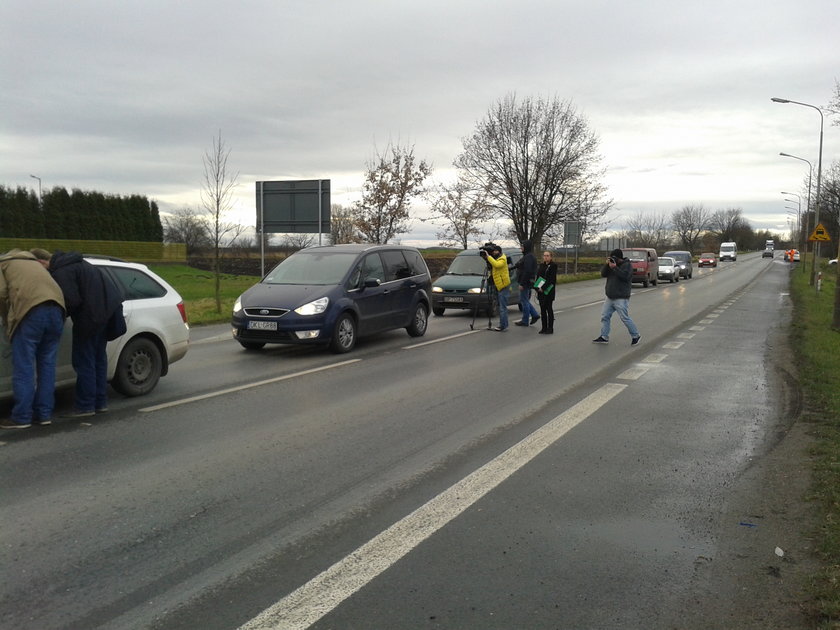 Protest na DK 8 w Kobierzycach