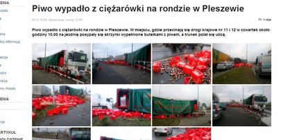 Jezioro piwa zablokowało rondo