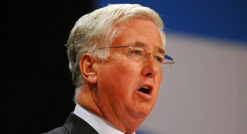 Secretary of State for Defence Michael Fallon addresses delegates during a speech at the Conservative Party Conference at the ICC, in Birmingham, England, October 4, 2016.