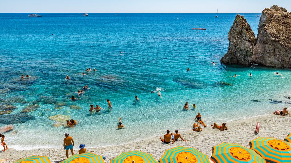 Plaża w Monterosso al Mare, Włochy