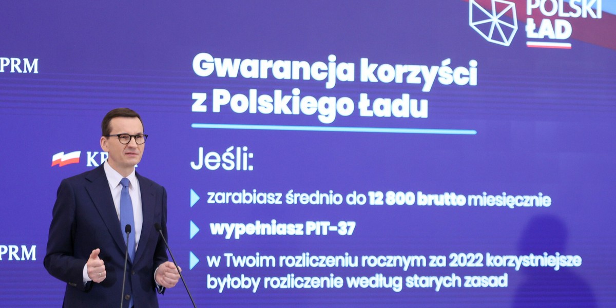 Mateusz Morawiecki na konferencji poświęconej reformie podatków.