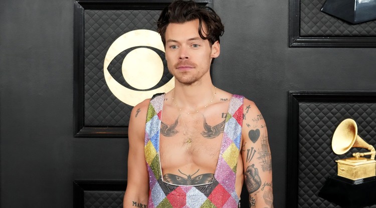 Harry Styles a Grammy-díjátadón flitteres topban, illetve egy nagymama kötényben jelent meg