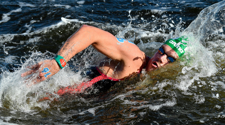Tokió, 2021. augusztus 5.Rasovszky Kristóf a férfi nyíltvízi úszók 10 kilométeres versenyén a világméretű koronavírus-járvány miatt 2021-re halasztott 2020-as tokiói nyári olimpián az Odaiba Kikötőparkban 2021. augusztus 5-én / Fotó: MTI/Czeglédi Zsolt