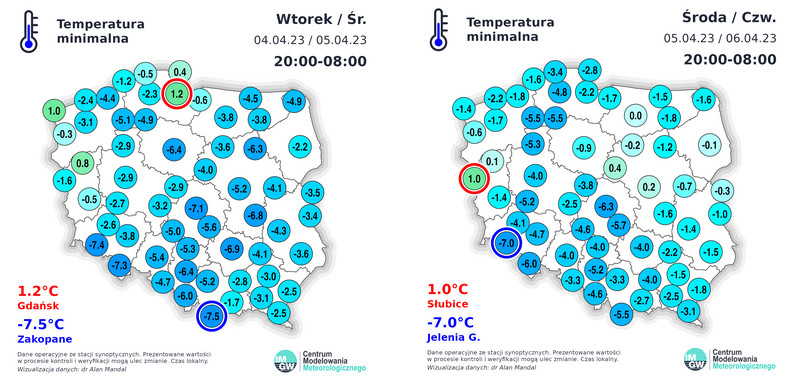 Temperatura minimalna w środę i w czwartek w nocy