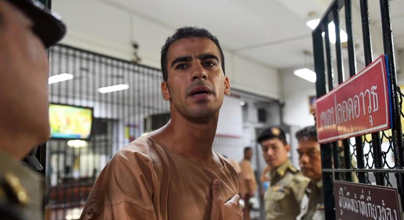 Hakeem al-Araibi whilst in detention in Thaiiland