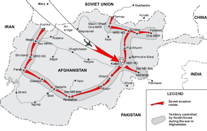 Kierunki działania wojsk radzieckich w Afganistanie - domena publiczna