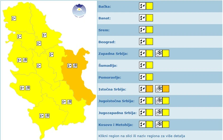 Meteoalarm za petak