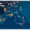 Mapa, šumski požari u Evropi
