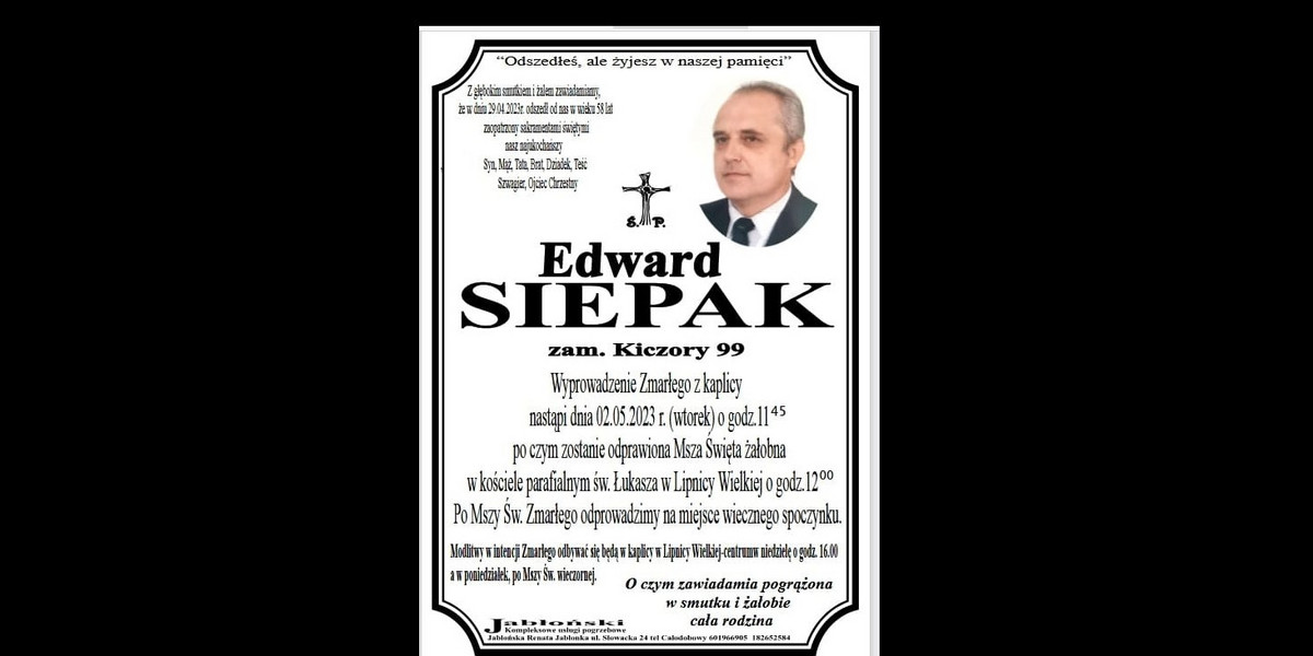 Nekrolog Edwarda Siepaka.