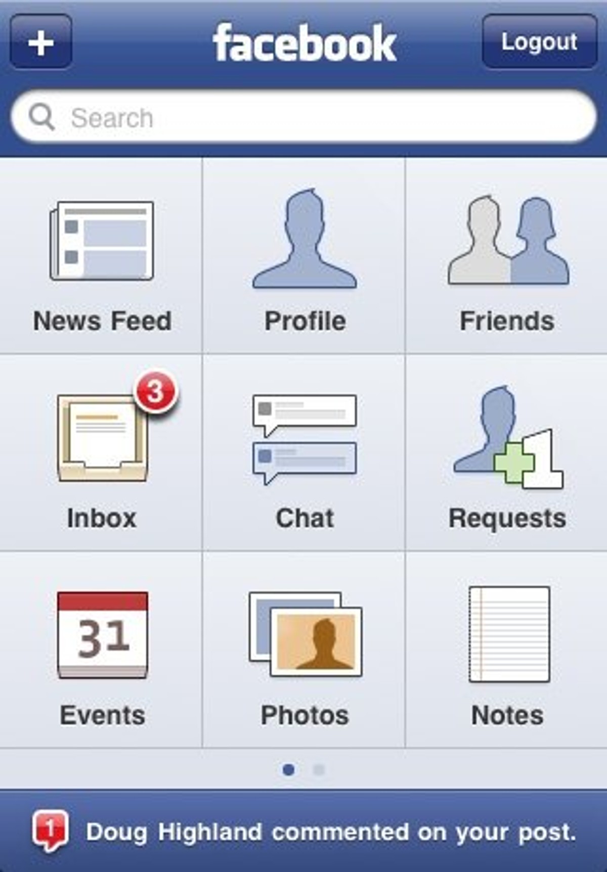Facebook dla iphona.