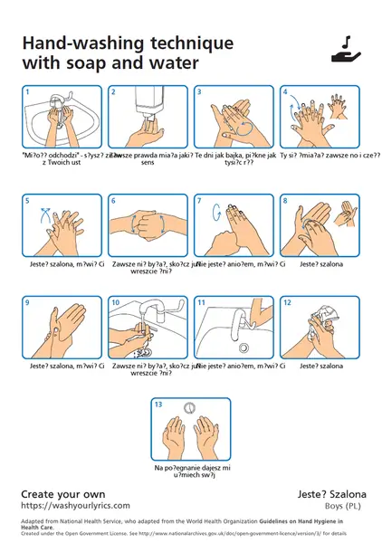Instrukcja mycia rąk przez 20 sekund do &quot;Jesteś szalona&quot; zespołu Boys