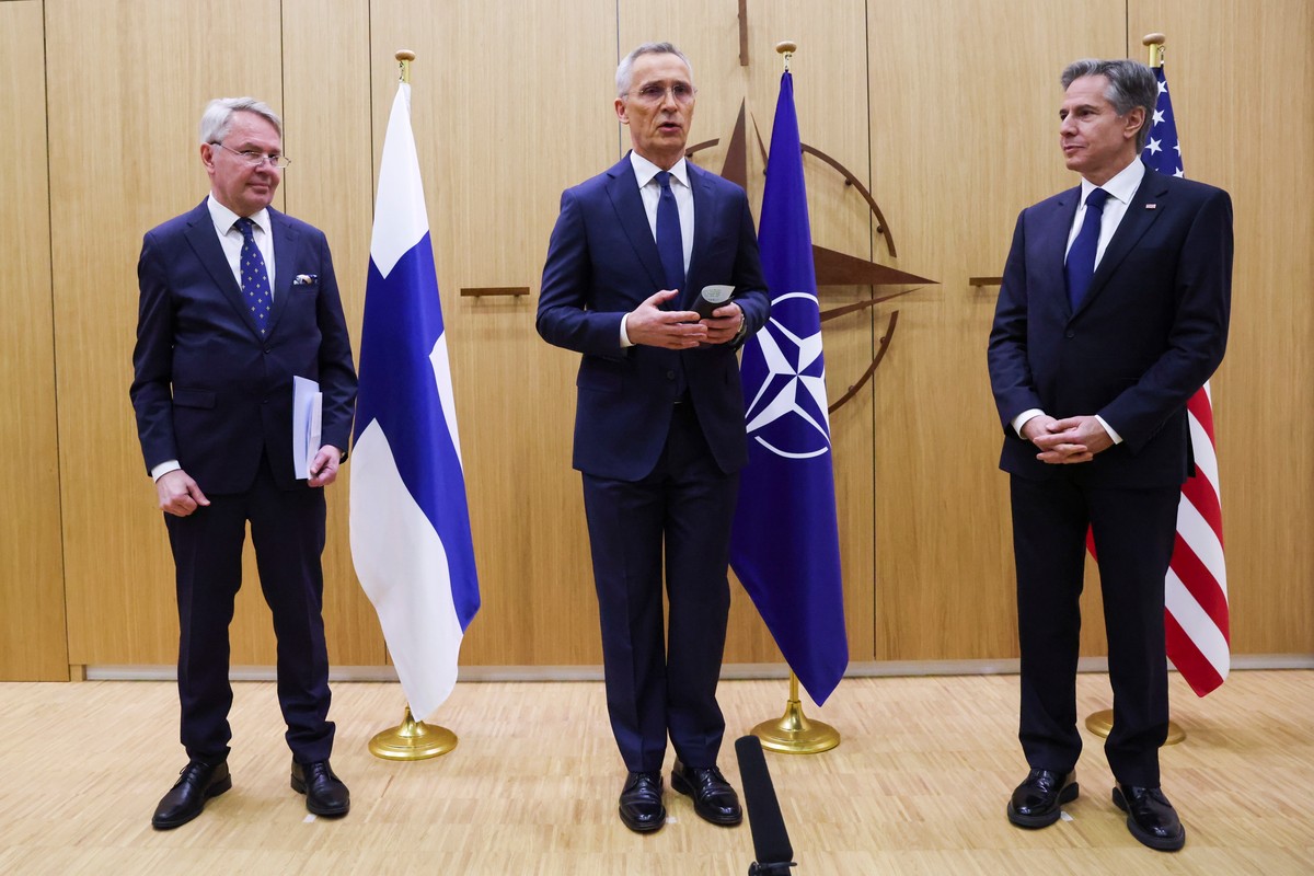 Pekka Haavisto, Jens Stoltenberg i Antony Blinken