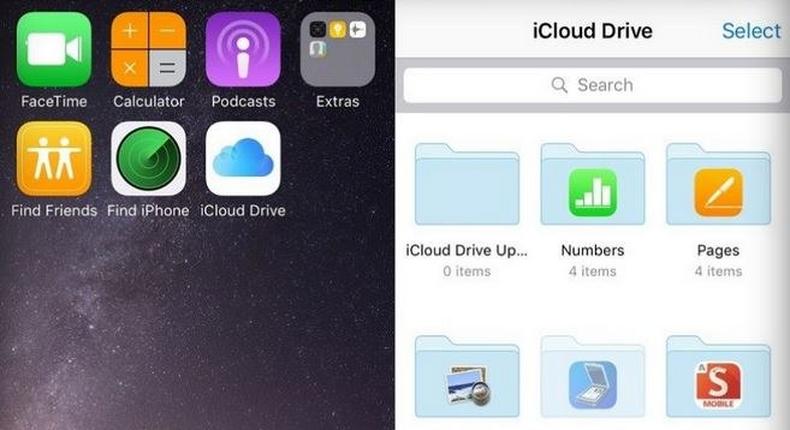 iCloud Drive app on iOS 9