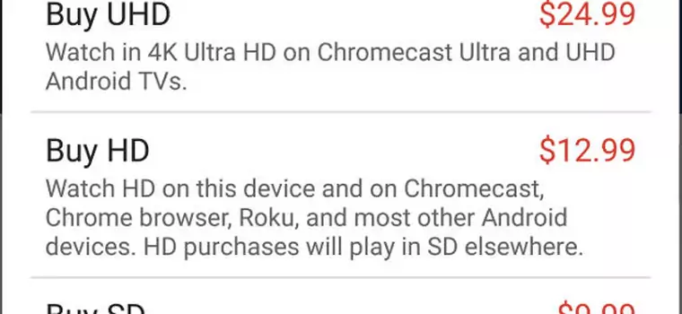 Filmy Google Play w końcu z filmami 4K UHD, ale tylko nieliczne