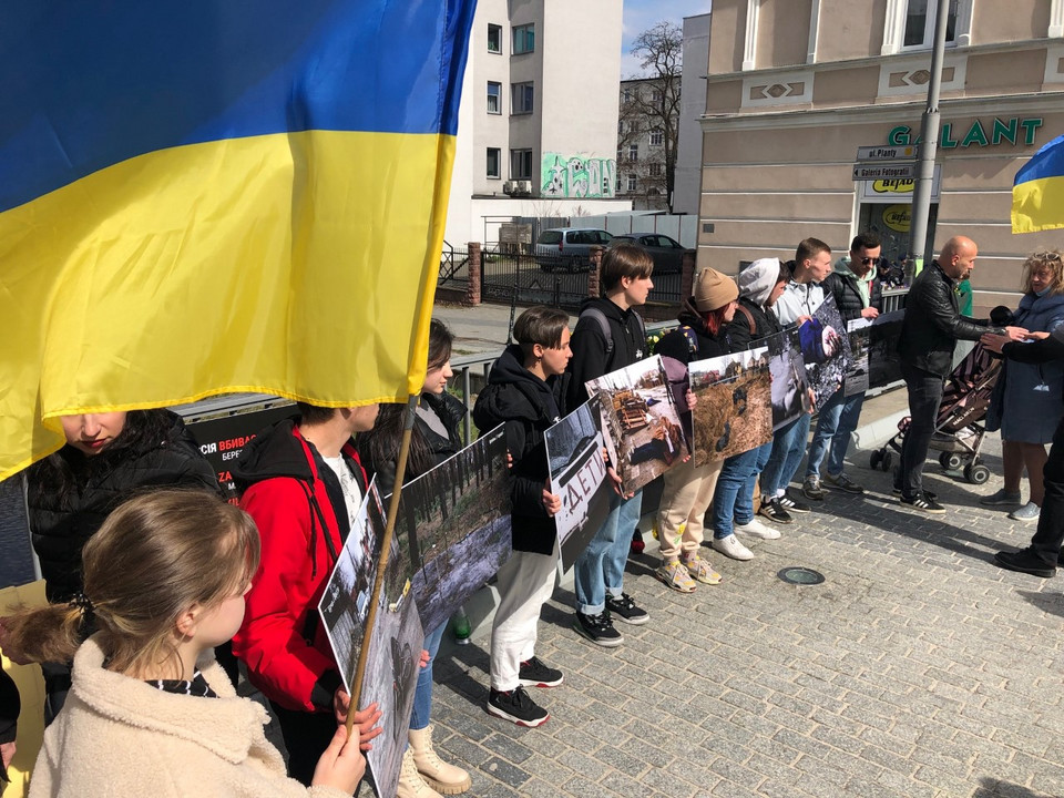 Demonstracja solidarności z Ukrainą w Kielcach