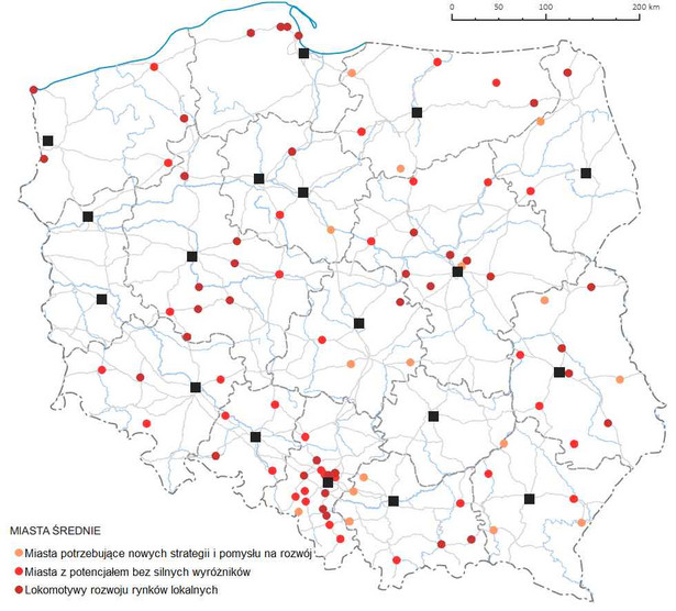 Polskie miasta z potencjałem - PIE (MAPA)