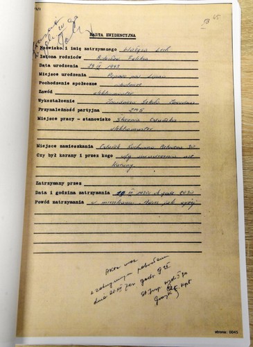 Karta Ewidencyjna Lecha Wałęsy