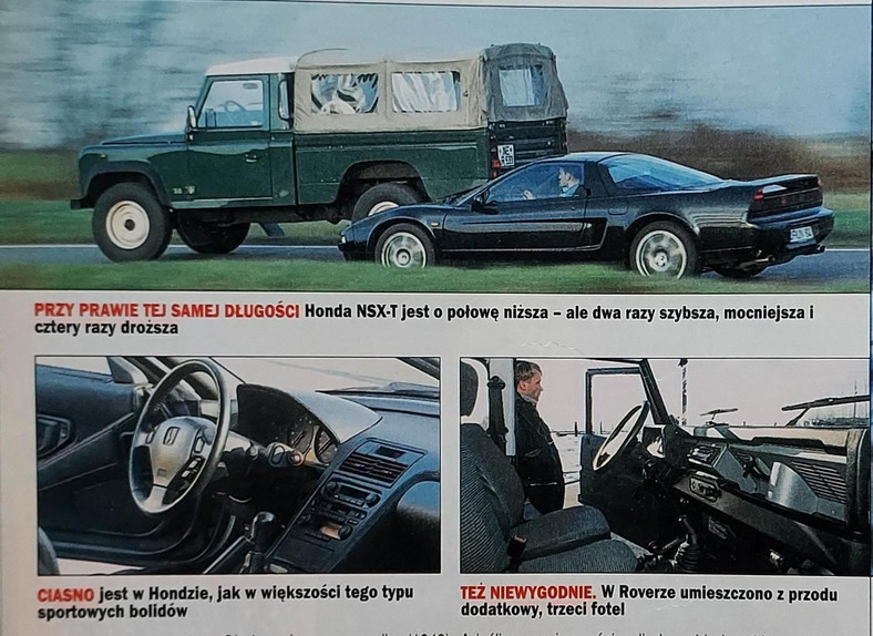 Honda NSX kontra Land Rover Defender