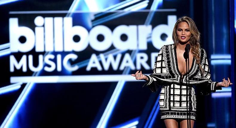 Chrissy Teigen on stage of the Billboard Music Awards 2015