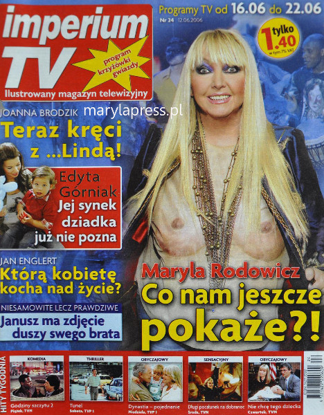 Maryla Rodowicz na okładce "Imperium TV"