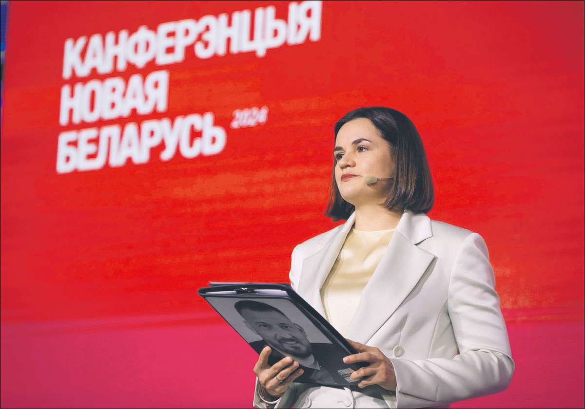 Swiatłana Cichanouska na weekendowej konferencji opozycji w Wilnie