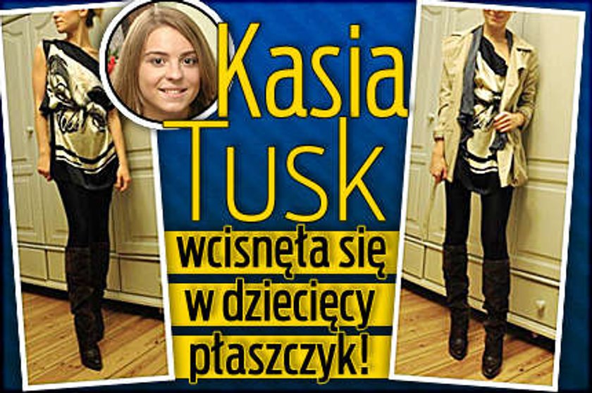 Kasia Tusk wcisnęła się w dziecięcy płaszczyk!