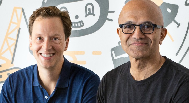 Microsoft CEO Satya Nadella and incoming GitHub CEO Nat Friedman