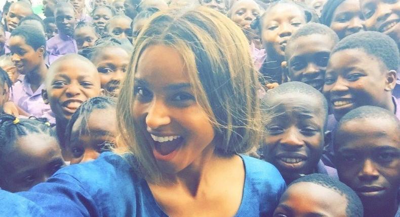 Ciara with Nigerian kids