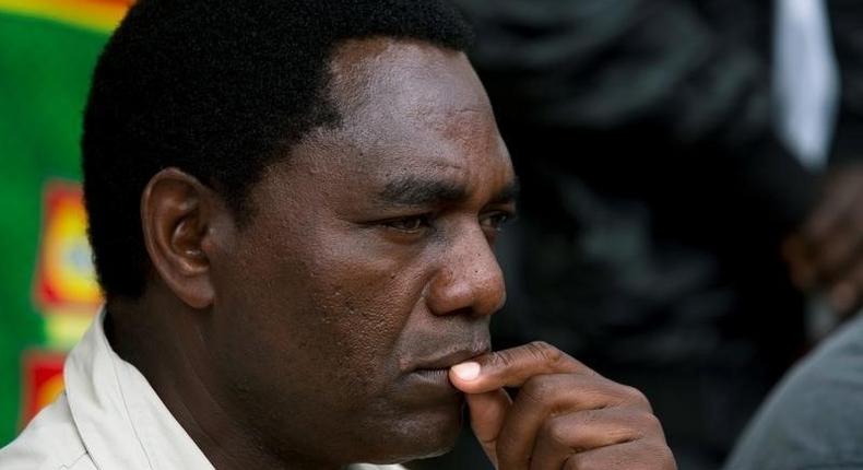 United Party for National Development (UPND) Presidential candidate Hakainde Hichilema looks on during a rally in Lusaka January 18, 2015.  REUTERS/Rogan Ward