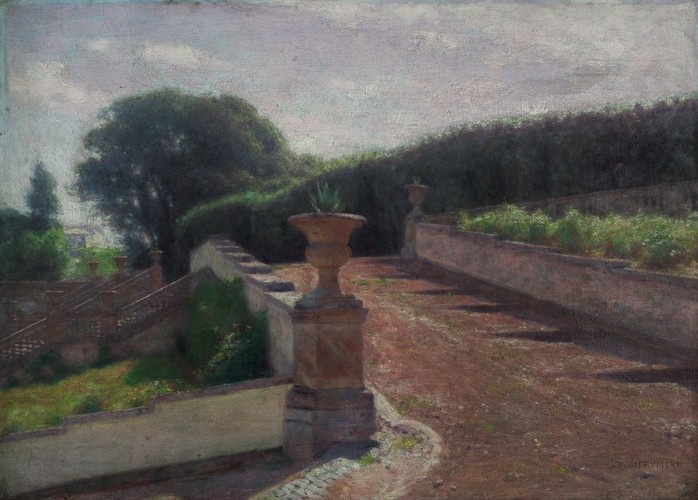 Park włoski, 1895, Olej, płótno, 54 x 75, Muzeum Ślaskie w Katowicach