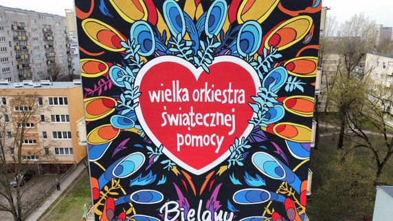 Na Bielanach odsłonięto mural WOŚP. Jego projekt wykonał sam Jurek Owsiak