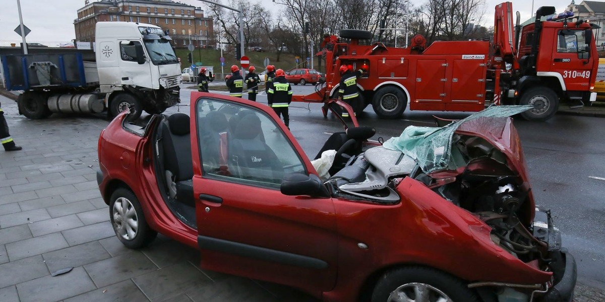 Wypadek na Wisłostradzie.