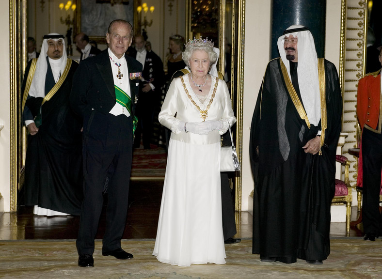 Elżbieta II, książę Filip i król Arabii Saudyjskiej - Abdullah