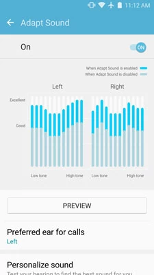 Darmowy tuning brzmienia! Samsung oferuje w wielu swoich smartfonach funkcję Adapt Sound pozwalającą na optymalizację dźwięku dotknięciem. Można ją znaleźć w ustawieniach pod Dźwięki i Adapt Sound.