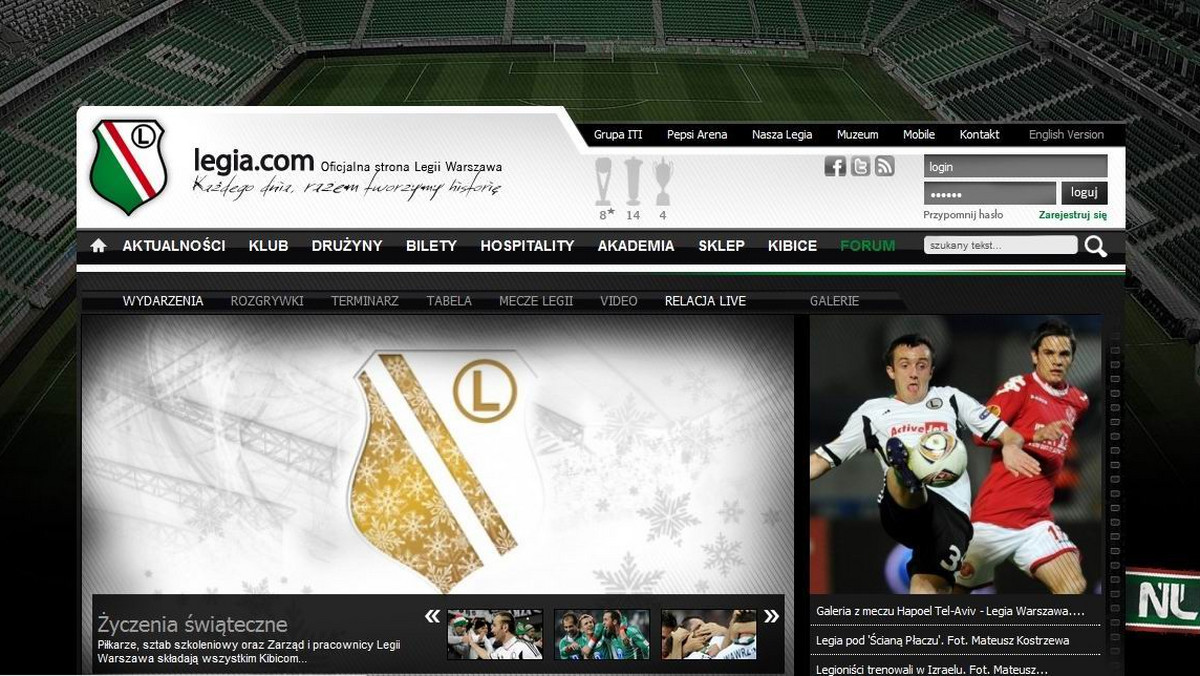 Legia Warszawa zaprezentowała nową odsłonę swojego serwisu internetowego - legia.com. Zmieniona została szata graficzna, strona została także wzbogacona o nowe funkcjonalności i działy.