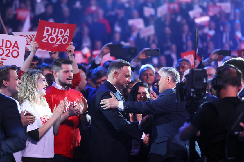 Prezydent Andrzej Duda i poseł PiS Marek Suski na konwencji Dudy