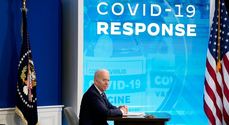 President Joe Biden speaks during his COVID-19 response during a Jan. 13 speech on the White House campus.