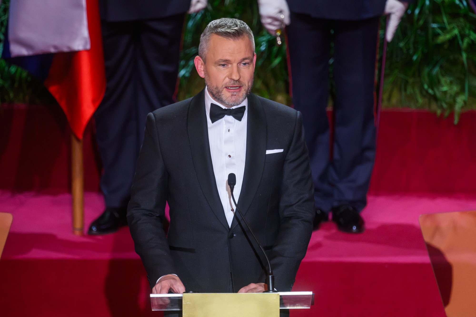 Prezident Peter Pellegrini počas príhovoru na slávnostnej ceremónii udeľovania štátnych vyznamenaní.