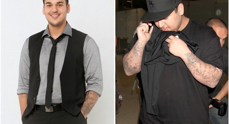 Rob Kardashian while competing on the show in 2011 (left) and in May of 2014