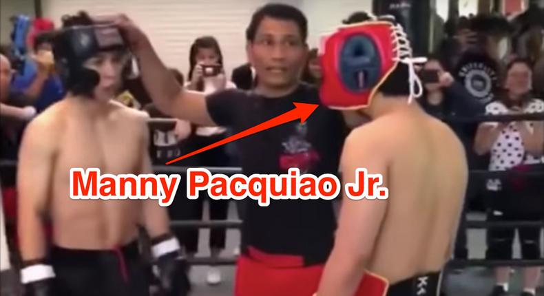 Manny Pacquiao's son at a boxing match