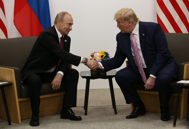 Donald Trump i Władimir Putin w dwustronnym spotkaniu na szczycie G20, Japonia, 28 czerwca 2019 r.